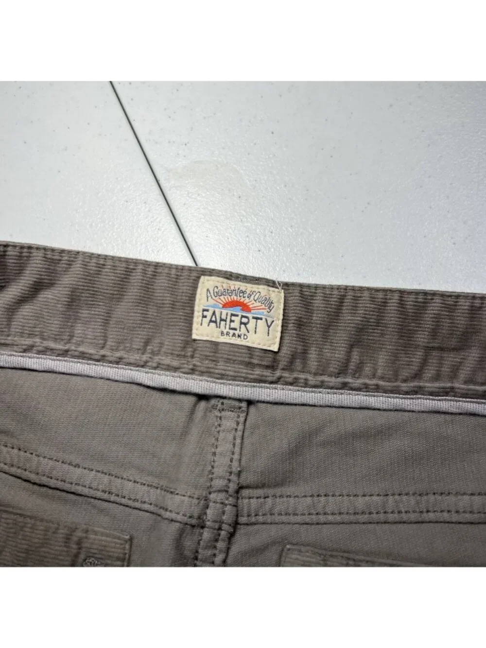 Faherty Mens Gray Brown Corduroy Five Pocket Pants Size 34x30 Stretch Casual